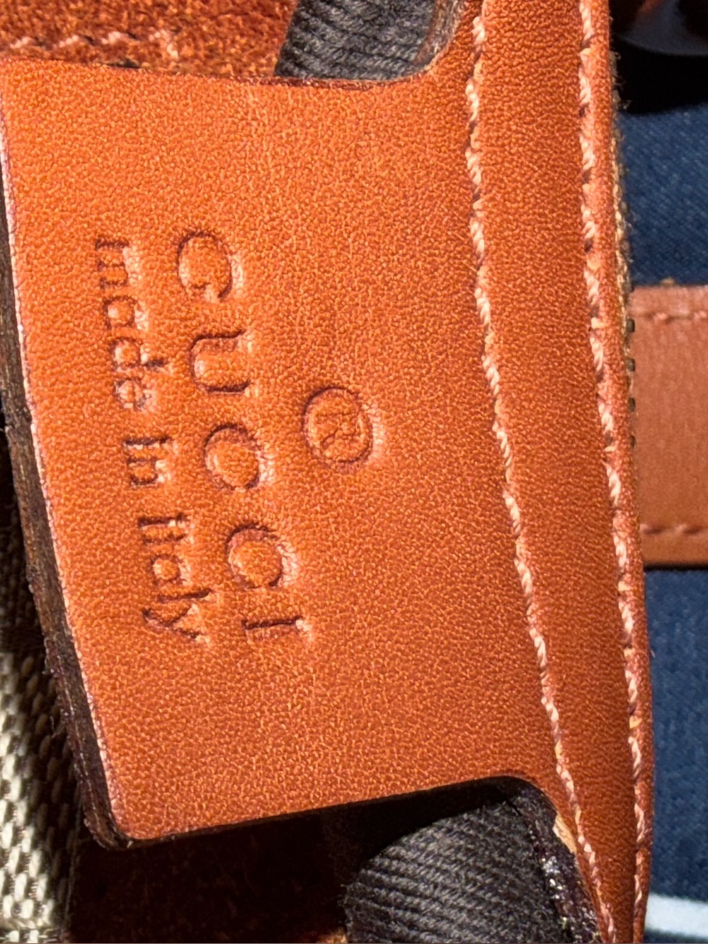 Gucci Orange Suede & GG Canvas Shoulder Bag with Tan Leather Trim - Picture 10 of 12